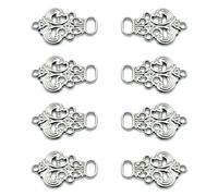 XCSJ Ganchos Metal Para Corpiño Dirndl, 8 Pcs (4 Pares), Botones Dirndl, Ganchos Corpiño Bonitos Ojales De Corpiño Para Dirndl Traje Tradicional, Falda Traje Tradicional,Corpiño,33x21mm (Plata)