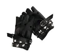 XCSJ Guantes Punk De Cuero Sin Dedos Para Mujer - Medio Dedo Para Halloween, Festival, Hip-Hop - Ajuste La Circunferencia De La Palma De Menos De 6.7 in/ 17 cm