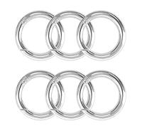 XCSJ Mosquetón redondo de 41 mm, hebilla de resorte grande, redondo, pluma, anillo, hebilla, clip, resorte, anillo, hebilla para bolsos, llaveros, manualidades, 6 unidades (plata, grosor: 5 mm)