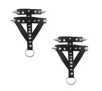 XCSJ Pulseras Punk Para Hombre Mujer Gotico Pulsera Remache Pulseras Cuero Pulsera Con Remaches Pulsera De Cuero Ajustable Para Halloween Hip Hop Dance Cosplay Party (Negro, 2pcs)