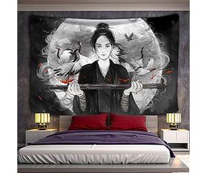 XCSLH Tapiz De Pared,Grúa Mujer Guerrera Tapiz De Japón Tapiz De Impresión De Arte Tapiz para Colgar En La Pared Fondo De Tela Decoración para El Hogar Tapiz Japonés para El Hogar 180Cmx230Cm