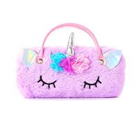 XCSSKG Funda de piel sintética esponjosa para gafas de unicornio para niños y niñas, funda rígida con asa (morado), talla única