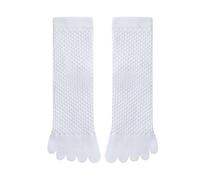 XCTDSVAH Calcetines Dedos 5 Pares De Cinco Calcetines Tubo Medio For Hombres Otoño Invierno Color Sólido Que Absorbe El Sudor Dedos Masaje Algodón con Punta Abierta(White)