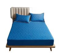 XCTDSVAH Cubre Colchon Funda de colchón Impermeable, sábana Bajera Acolchada 140 x 200 y 160 cm, Protector Color Liso, sin Funda Almohada(Blue,200x220x30cm)