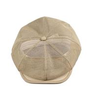 XCTDSVAH Gorras Planas Malla Gorra Octogonal Transpirable de Malla Completa Verano Gran tamaño for Mujeres y Hombres, Gorra Vendedor periódicos Color Liso Simple(Khaki,L 59-60cm)