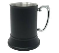 XCTDSVAH Jarra Cerveza 16OZ 18/8 Stainless Steel Matt Black Tankard(Black sliver hand)