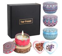 XCWTBL Velas perfumadas Juego de regalo para mujeres, 2 bombas de baño hechas a mano, 4 velas de aromaterapia con cera de soja en latas, regalos para mujeres, para Navidad, cumpleaños, día de San