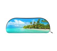 Xcwzbls Estuche de piel semicircular con playa de arena y palmera, bolsa de almacenamiento de gran capacidad, bolsa de viaje, bolsa de cosméticos, Gold, Talla única, Organizador de bolsas