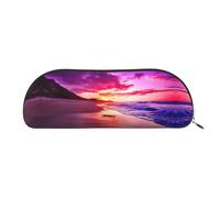 Xcwzbls Estuche semicircular de piel con diseño de atardecer en la playa, gran capacidad, bolsa de almacenamiento, bolsa de viaje para maquillaje y cosméticos, Gold, Talla única, Organizador de bolsas