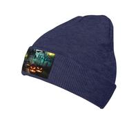 Xcwzbls Gorro de punto con diseño de búho, calabaza, feliz Halloween, para hombres y mujeres, para correr, ligero, térmico, unisex, talla única, azul marino, Taille unique