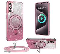 XCYYOO Funda para Samsung Galaxy S21 5G funda con correa, [con cadena para teléfono móvil extraíble] Carcasa de silicona transparente a prueba de golpes con anillo de soporte con cadena para S21 5G