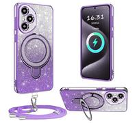 XCYYOO Funda para teléfono móvil Honor 400 Pro funda con correa, [con cadena para teléfono móvil extraíble] silicona transparente a prueba de golpes, anillo de soporte, funda con cadena para Honor 400