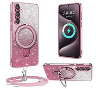 XCYYOO Funda para teléfono móvil Samsung Galaxy A56 5G con correa, [con cadena para teléfono móvil extraíble] Carcasa transparente de silicona a prueba de golpes con anillo con cadena para A56 5G