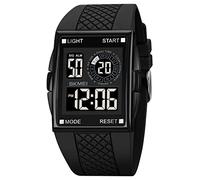 XCZAP Reloj deportivo digital cuadrado luminoso para hombre, resistente al agua, cuenta regresiva, reloj multifunción, Nuevo Negro, Moderno