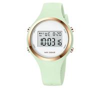 XCZAP Reloj digital LED impermeable con alarma de 5 bares, para deportes al aire libre, Light Green-ONE, Minimalista