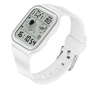 XCZAP Relojes electrónicos unisex para hombres y mujeres, resistente al agua hasta 50 m, reloj de pulsera digital deportivo, correa de silicona, reloj cronógrafo, reloj rectangular (blanco-2-F),