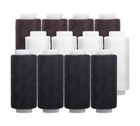 XCZYN 12 bobinas de hilo de coser multiusos de poliéster, 350 m cada uno para bordado y máquina de coser, hilo de bordar, hilo de coser (negro, blanco, marrón)