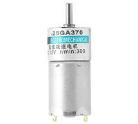 XD - Motor de engranajes CC 25GA370, motor de imán permanente de baja velocidad de 12 V, motor de reducción de engranajes totalmente metálico con rotación en sentido horario y (300rpm/minuto)