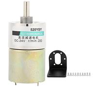 XD - Motor de reducción DC 37GB520 con soporte, motorreductor de baja velocidad ajustable de 24 V, motor mini micro reversible CW/CCW para máquinas CNC e instrumentos de precisión (200 rpm/min)