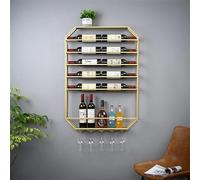 XDAWQP Botellero Montado En La Pared - Botellero Estante para Copas De Vino Colgante De Hierro De Estilo Simple, Capacidad para 10 Botellas, 5 Copas, Restaurantes, Cocinas (Oro 80 Cm)