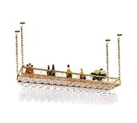 XDAWQP Botellero Montado En La Pared: Portabotellas De Vino Vintage Botelleros De Techo, Rejilla para Secar Copas De Vino, Altura Ajustable, Adecuado para Almacenamiento De Copas De Vino (Oro 100 Cm)