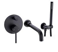 XDAWQP Grifos para Bañera Y Cabezales De Ducha Juego De Ducha Válvula Mezcladora Grifos Mezcladores para Bañera De 2 Funciones Grifo De Ducha para Baño Montado En La P，Black