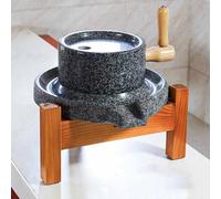 XDAWQP Molinillos de café manuales Molinillo de Piedra Molinillo de Piedra con Soporte de Madera, Molino de Granos Secos/húmedos Molino de Cebada, maní, Avena, Semillas de sésam,Large