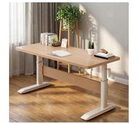 XDCXYD Escritorio De Madera Maciza con Patas De Acero Al Carbono Ajustables En Altura Mesa Moderna Y Sencilla para Estudio Salón O Cualquier Estancia del Hogar(Wood)