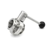 XDDQWSWA Válvula de Mariposa de 1,5" con Triple Abrazadera y manija Tipo trébol, Acero Inoxidable SS304, Casquillo de 38 mm, diámetro Exterior de 50,5 mm