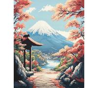 XDEGHUANGSS Kit de punto de cruz relajante: paisaje del monte Fuji en Japón. Diseños con gran detalle para entusiastas de las manualidades, perfecto para regalos hechos a mano, 40x50 cm
