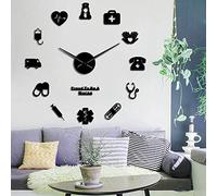 XDG Proud To Be A Nurse Doctor & Nurse Kit DIY Relojes de Pared Grandes Oficina médica Hospital Decoración de Pared Reloj de Mano Largo Reloj de Pared (Negro 、 27 Pulgadas)