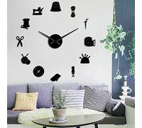 XDG Tailor Shop DIY Relojes de Pared Gigantes Modista Costurera Maniquí Máquina de Coser Barra de Agujas Reloj Grande Reloj de Pared (Negro, 27")