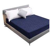 XDKS - Colchón impermeable, protector de colchón para cama extra profunda, hipoalergénico, colchón acolchado (flor azul, 150 x 190 x 30 cm)