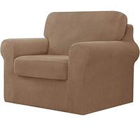 XDKS Funda De Sofá Elástica De 7 Piezas, Funda De Sofá con Tres Respaldos Separados Y Cojines con Banda Elástica, Tela De Jacquard De Spandex De Cuadros (Camello,1 Plaza (80-120cm))