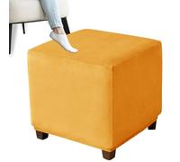 XDKS Funda otomana Cuadrada,elástica para taburetes de Terciopelo, Funda para otomana, Funda para reposapiés Cuadrado con Parte Inferior elástica (Gold,45×45×45cm)