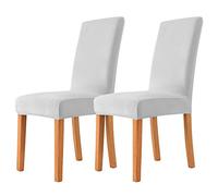 XDKS Fundas para sillas de comedor, fundas para sillas de comedor, fundas de terciopelo para sillas de comedor, fundas de asiento suaves y elásticas (2 unidades, gris claro)