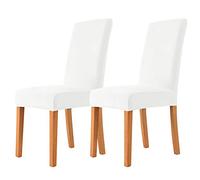 XDKS Fundas para sillas de comedor, fundas para sillas de comedor, fundas de terciopelo para sillas de comedor, fundas de asiento suaves y elásticas (2 piezas, blanco lechoso)