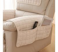 XDKS Protector De Muebles Franela Antideslizante, Funda para Reposabrazos De Sofá, Aptos para Guardar teléfonos, Libros, revistas, Control Remoto de TV (Beige,Armrest)