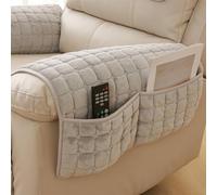 XDKS Protector De Muebles Franela Antideslizante, Funda para Reposabrazos De Sofá, Aptos para Guardar teléfonos, Libros, revistas, Control Remoto de TV (Gris,Armrest)