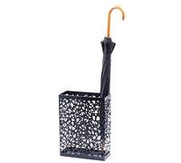 XDLEDMKIZ Vintage Metal Umbrella Stand with Cutout Design Rectangular Iron Art Holder for Hallway and Entryway Stylish Decorative Storage Solution
