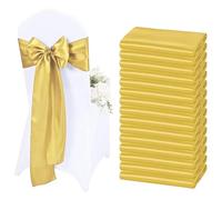 XDMING 10 Unidades de Cintas de satén para sillas de 17 x 275 cm, Lazos de Oro Rosa, Cintas para Cubrir sillas, para Bodas, Banquetes, Fiestas, Baby Showers, Decoraciones para Eventos