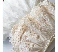 XDMING 3 Yardas de 13,5 cm de Ancho de algodón Beige Marfil con Volantes Bordados, Adorno de Encaje para Ropa Infantil, Material de decoración de Faldas artísticas
