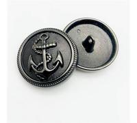 XDMING Botones de Costura Hechos a Mano Redondos de 15/20/25mm, Botones de Metal Negro para Ropa, diseño de Ancla Vintage, Botones de Ropa de Moda, 10 Uds.