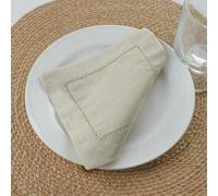 XDMING Juego de 12 servilletas de cóctel Blancas de Lino y algodón con vainica de 15 x 15 cm, Lavables, para Bodas, Bares y Bebidas.