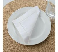 XDMING Juego de 12 servilletas de cóctel Blancas de Lino y algodón con vainica de 15 x 15 cm, Lavables, para Bodas, Bares y Bebidas.