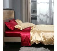 XDMING Juego de Cama de Seda Morera con sábanas Ajustables y Planas, Funda nórdica Sedosa y Funda de Almohada para el hogar, Hotel, tamaño Queen y King.