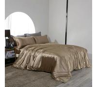 XDMING Juego de Cama de Seda Morera con sábanas Ajustables y Planas, Funda nórdica Sedosa y Funda de Almohada para el hogar, Hotel, tamaño Queen y King.