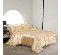 XDMING Juego de Cama de Seda Morera con sábanas Ajustables y Planas, Funda nórdica Sedosa y Funda de Almohada para el hogar, Hotel, tamaño Queen y King.