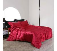 XDMING Juego de Cama de Seda Morera con sábanas Ajustables y Planas, Funda nórdica Sedosa y Funda de Almohada para el hogar, Hotel, tamaño Queen y King.