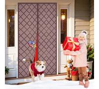 XDMYGTT Cortina Térmica Magnética para Puertas, Marrón Aislamiento Total Frío/Calor, Cierre Automático, Impermeable y Resistente al Viento, Sin Taladrar, para Balcón y Puertas Interiores, 155x195cm